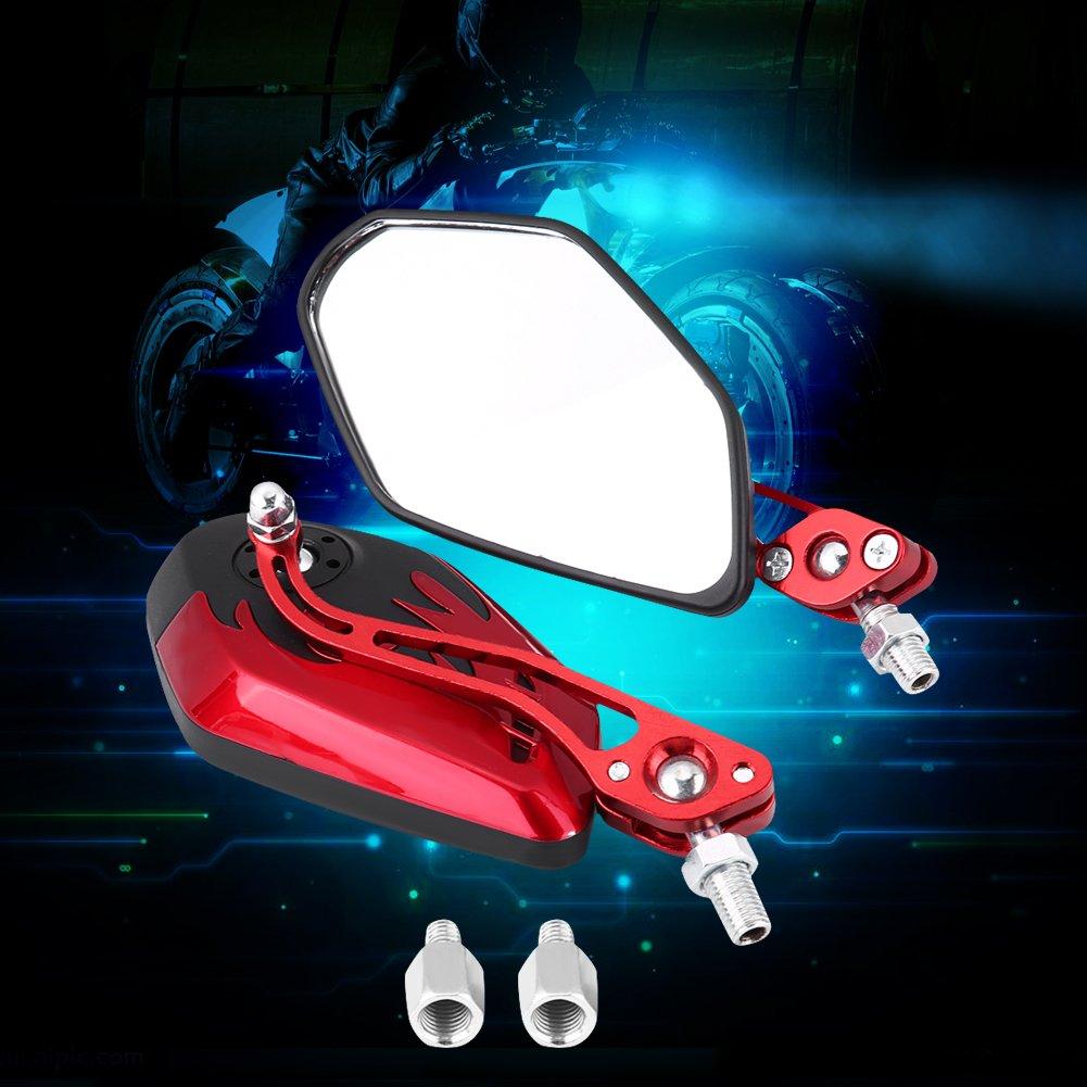 Motorcycle Mirror 8mm Left and Right Set, Qiilu Universal 8mm 10mm Motorcycle Scooter Aluminum