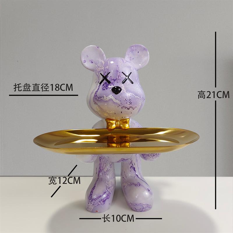 [2025 New] Cartoon Bear Tray Decor - Luxury Entryway Key Organizer, Multi-Function Resin Catchall for Living Room