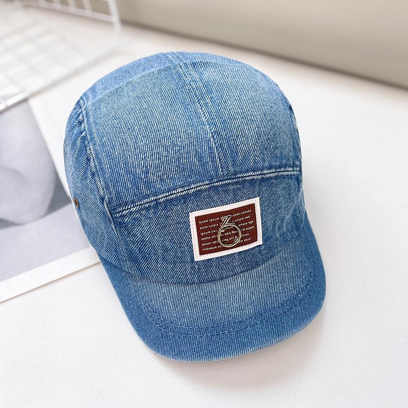 Vintage washed denim baseball cap children versatile short brim hip hop hat niche design sunshade cap men