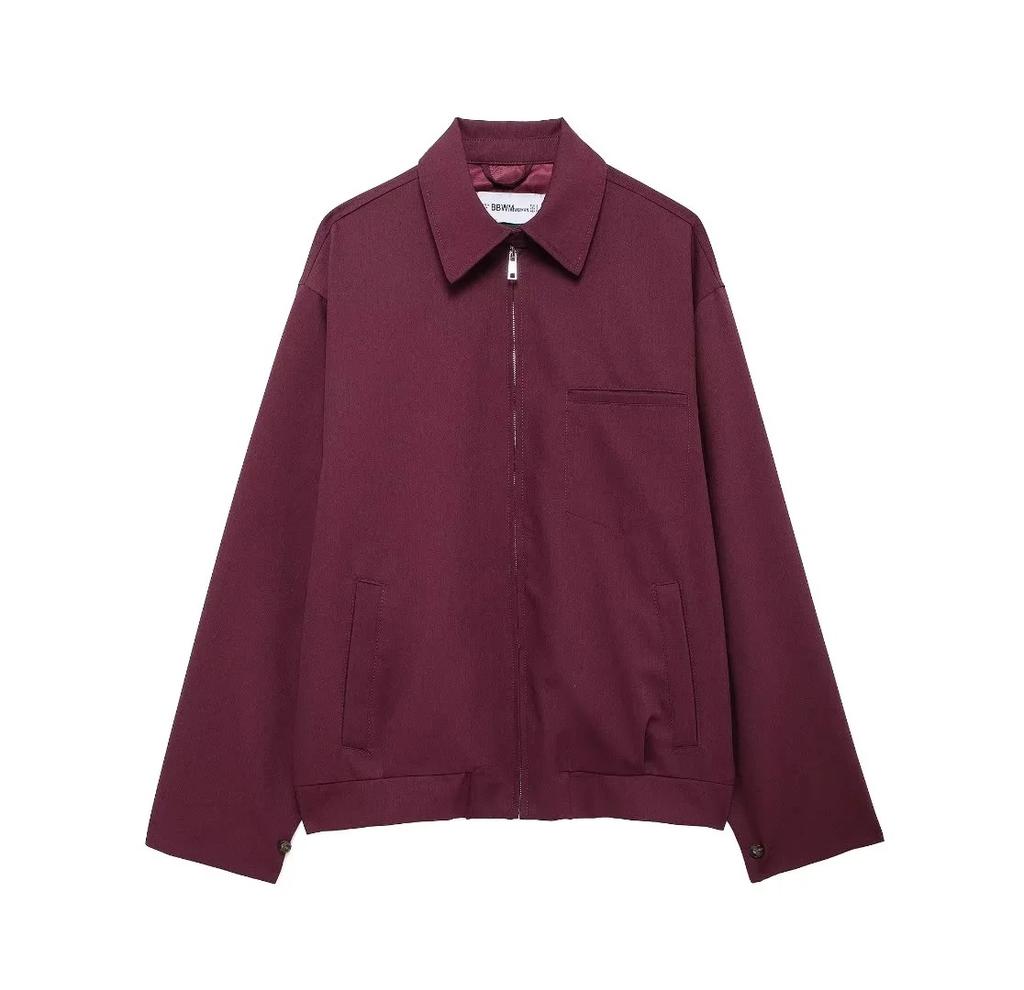 Women'S Lapel Zipper Pocket Long Sleeve Jacket