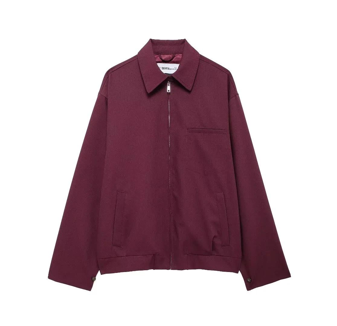 

Women S Lapel Zipper Pocket Long Sleeve Jacket L