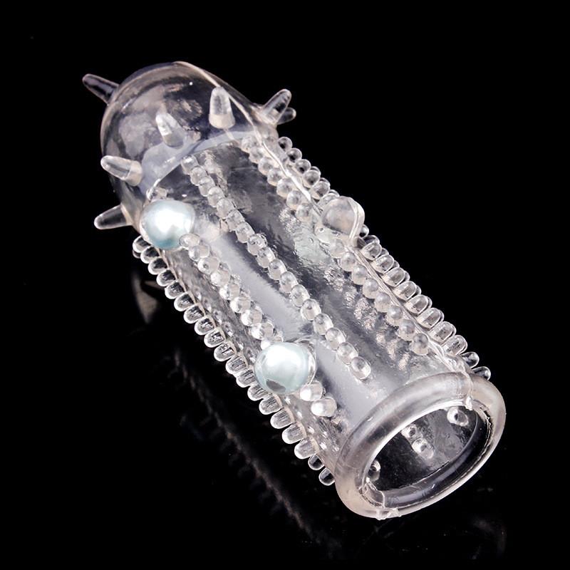 1Pc Reusable Crystal Delay Enlargement Condom Silicone Wave Point Penis Extension Sleeves For Man Adult Intimate Goods Cock Ring