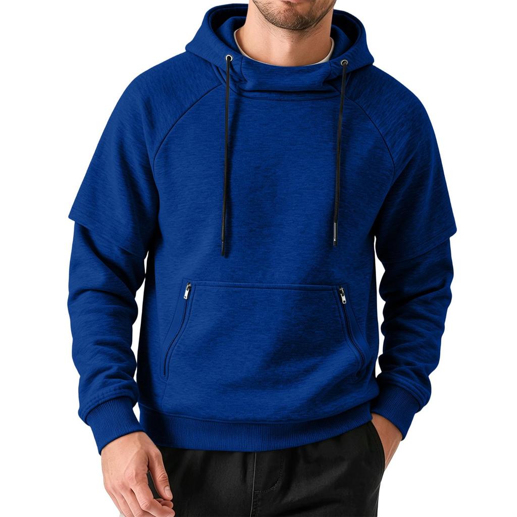 Men's Casual Long Sleeve Pullover Hoodie with Round Neck Sweatshirt for Sports and Everyday Wear