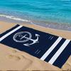 Nautical Anchor Stripe Beach Towel Quick Dry Microfiber Sand Free Absorbent Washable Durable for Camping Pool Travel Summer