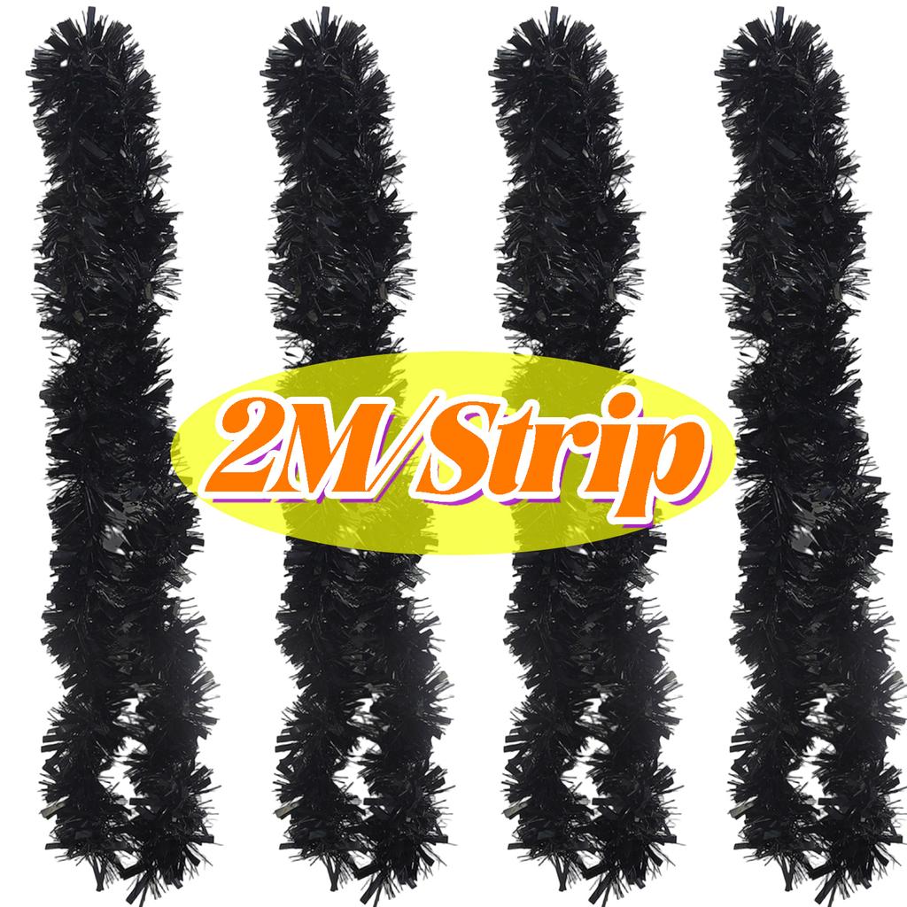 2-20Meters Twist Tinsel Ribbons Halloween Xmas Tree Ornaments New Year Party Decoration Black White Hanging Pendent Wreath Cane