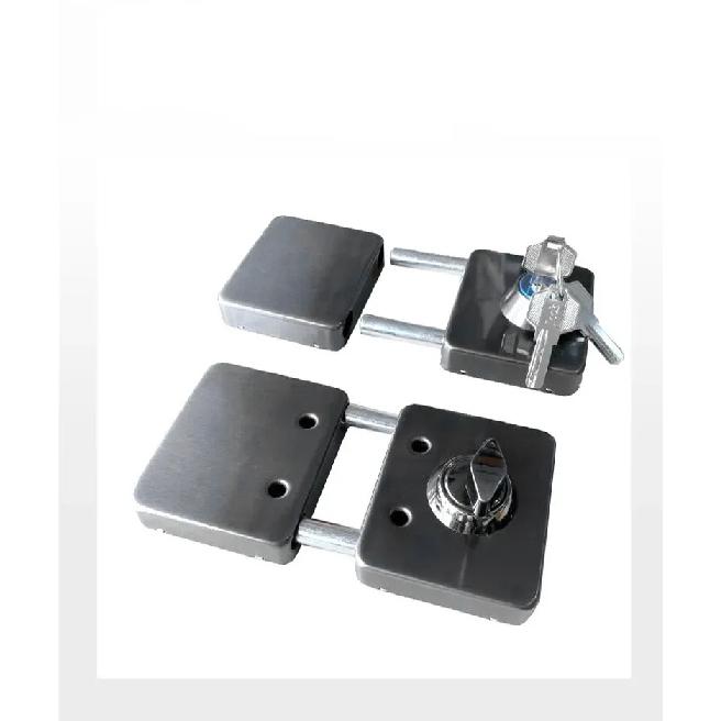 1 Set Double Open Sliding Door Lock Stainless Steel Glass Door Lock with Keys Lockset Office Glass Gate Security Hardware
