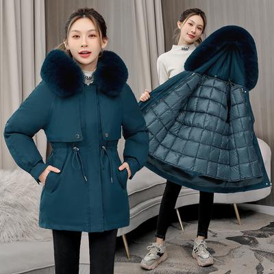 Autumn and Winter Style Overcoming Women's Cotton Jackets, Down Jackets, Big Hair Collar, Cotton Down Coats , Cotton Coats with Thick Velvet Down Coat