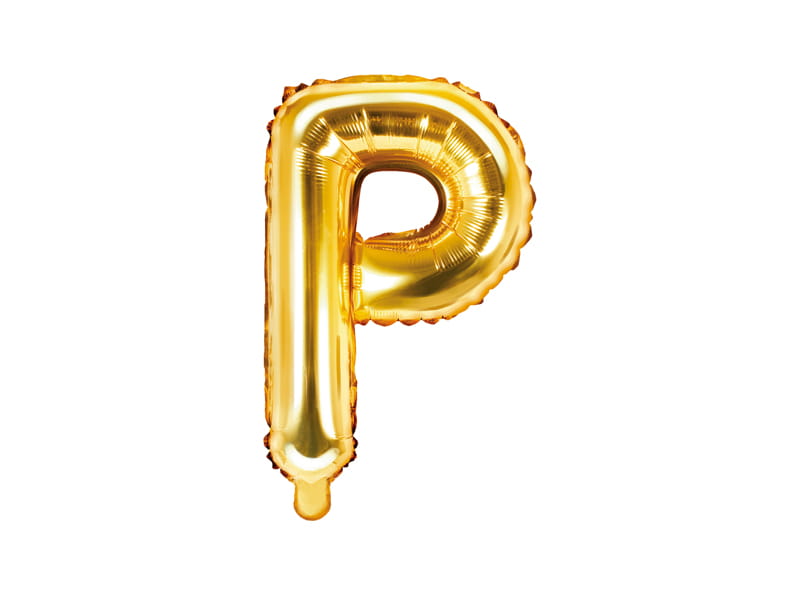 Balon Foliowy Litera "P" Złoty 35 Cm