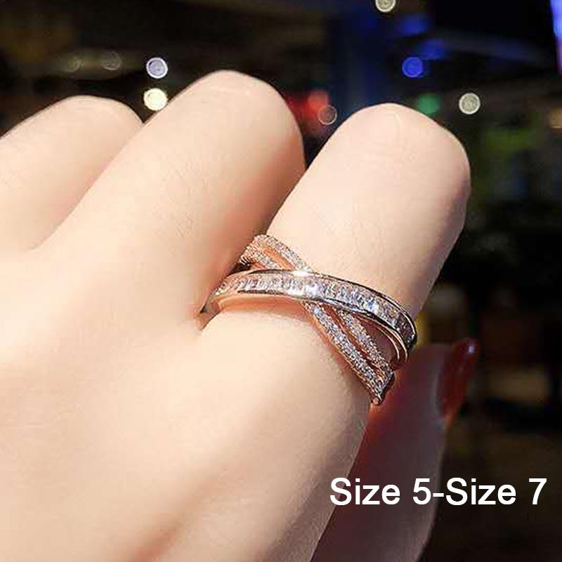 

Huitan Statement Luxury Cross Rings for Women Metal Color/Rose Gold Color Dazling CZ Female Accessory Daily Wear Jewelry resizable