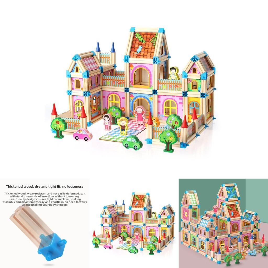 Wooden House Construction Free Assembly Of Building Blocks Children Toy Set For Creative Play And Learning