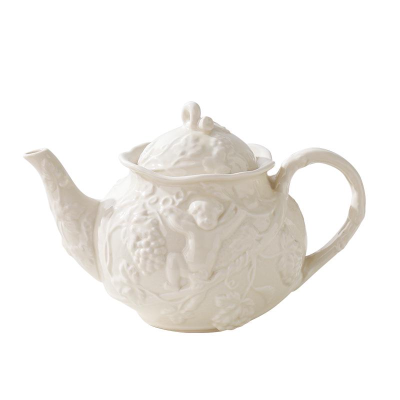 European Afternoon Tea Set: Personalized Embossed Coffee Cup & Kettle In Creative English Court Style.