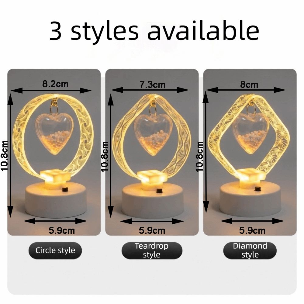 Acrylic Engraved Shade Acrylic Table Lamp Heart Pendant LED Lamp  Office Desk Ornament