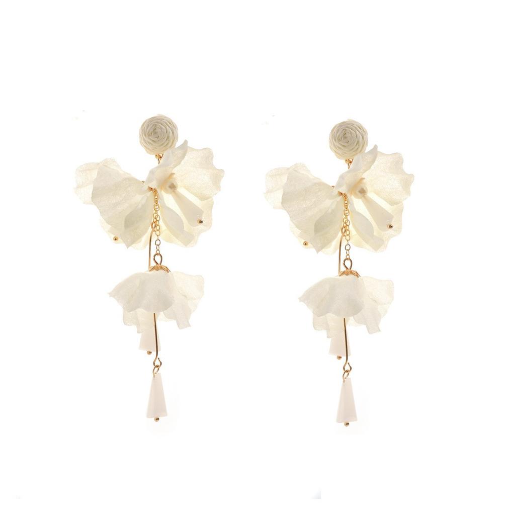 2026 Summer New Handmade Multi-layer Pink Floral Tassel Earrings, Vintage Ethereal Women Earrings