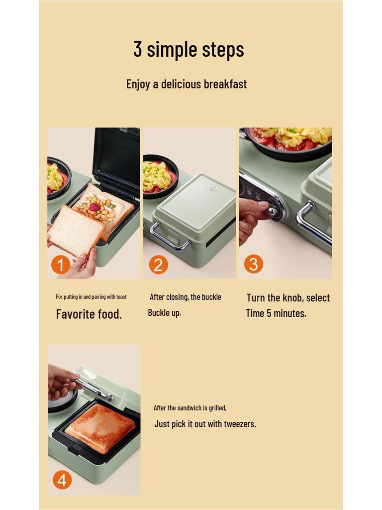 Versatile Breakfast Station: Steamer, Boiler, Fryer, Griller, Sandwich Maker & Noodle Cooker