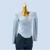 Pure Desire Pleating V-neck Buttons Waist Trimming Short Knitwear Female Autumn Retro Silm Slim Looking Thread Sweater Top