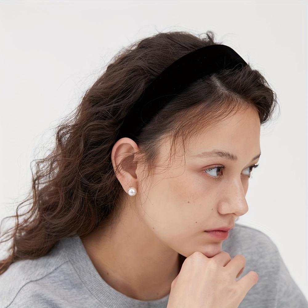 Vintage Wine Red Velvet Sponge Headband for Women, Elegant French Style Hair Accessory, Suitable for High Crown Hairstyles.