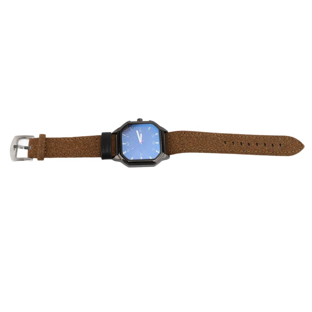 Men Watch Quartz Movement Leather Strap Stylish Retro Wristwatch for Indoor Outdoor Activities Daily Sports