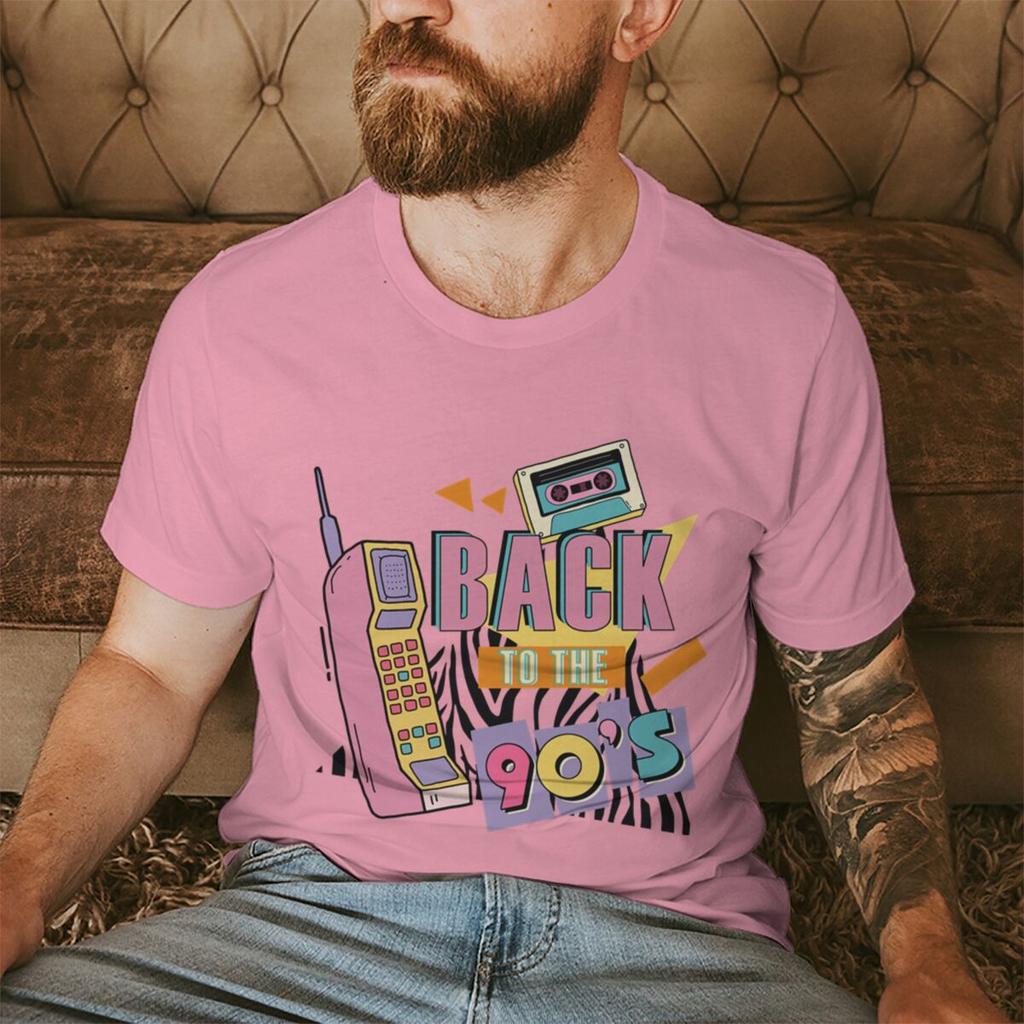 Vintage Style Back To The 90s Tshirts for Men Women Crewneck Tops for Birthday Party Gift Fashion Short Sleeve Ropa Hombre