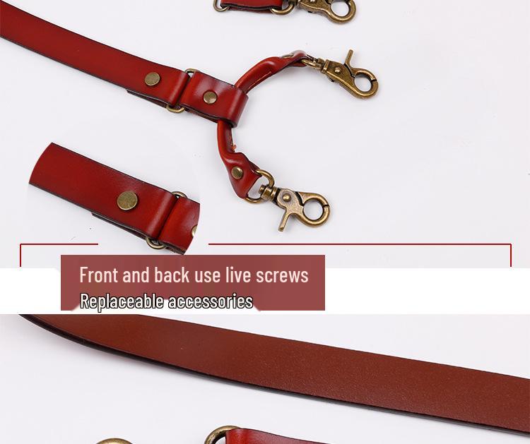 Bretelă de piele de vacă strat superior pentru bărbați cu cataramă cu cârlig anti-cădere