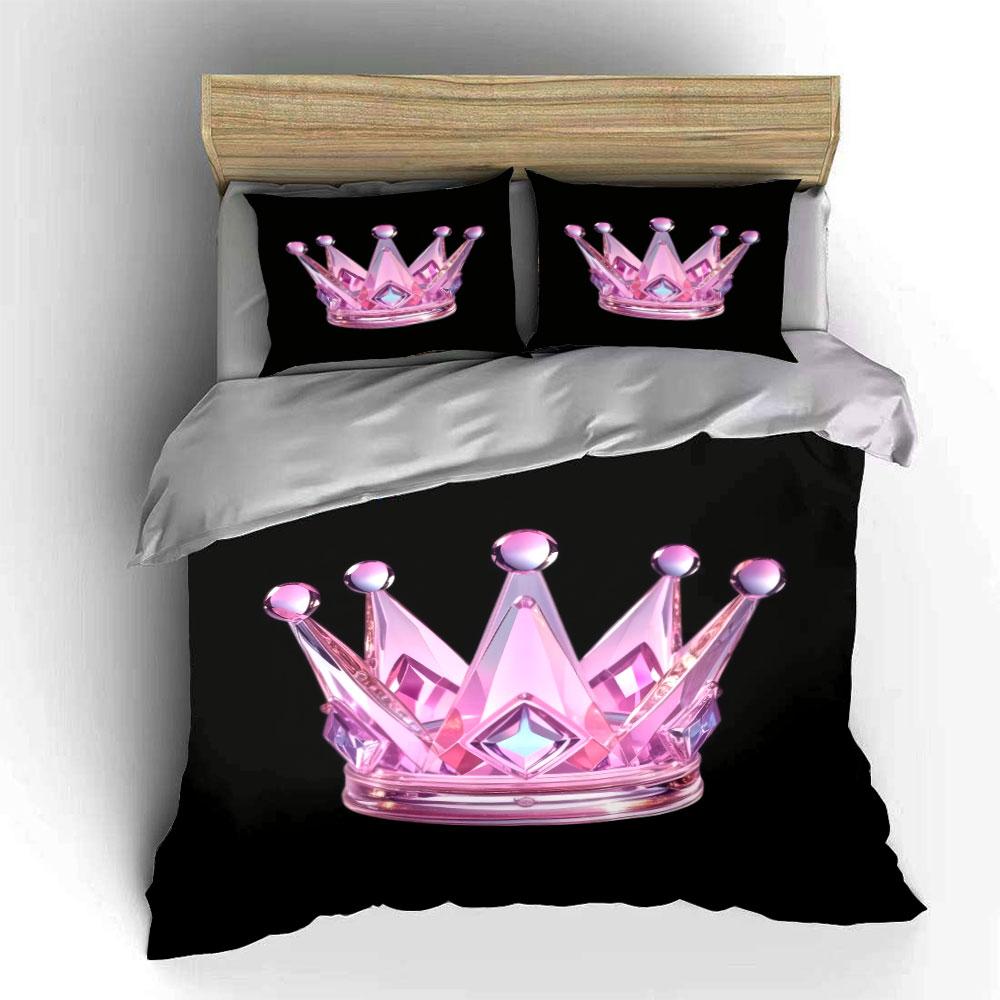 Crystal Crown Decorative Set Bedding Set with 1 Duvet Cover 2 Pillowcases Single Double King Queen, Gift