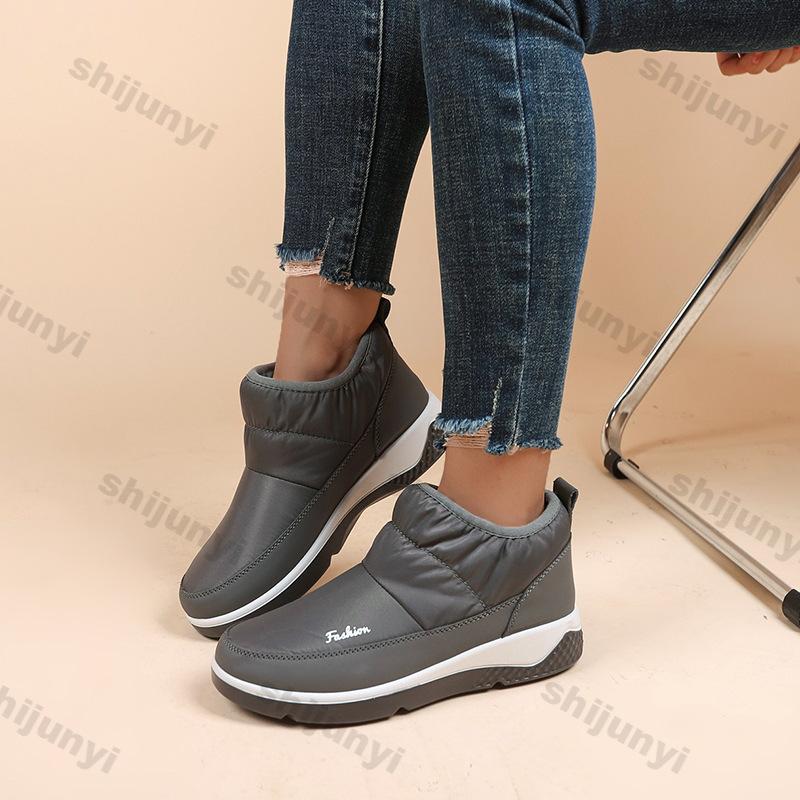 Fashion Women Flats Fur Ankle Snow Boots Cotton Shoes Winter New Plus Fleece Thickened Warm Short Plush Boots Design Casual Botas Mujer