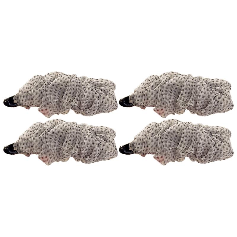 Korean-Style Polka Dot Colour-Block Pleated Printed Mesh Hair Clip For Women Fashionable Banana Clip Hair Accessory
