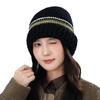 Striped color matching wool knitted hat autumn and winter hat women's big head circumference pullover hat versatile face small cold hat