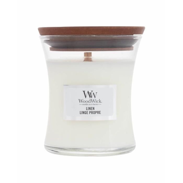 Bougie Parfumée - Woodwick - Lin - 85g - Cire de soya - Élégance - Chic