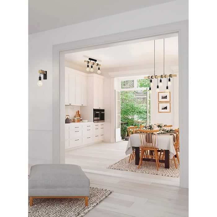 Applique murale - Ruder - E27 - Bois et métal - Noir - Design scandinave moderne