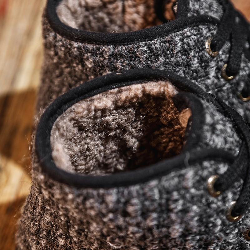 Johnature Casual Women's Short Boots Plush Warm Cotton Shoes Handmade Soft Sole Lace-up Cloth Shoes