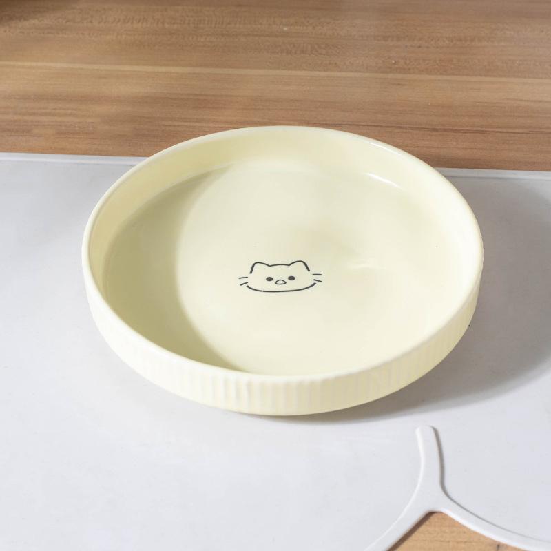 Durable Ceramic Pet Cats Plates Cartoon Pet Cat Food Bowl Shallow Mouth Pet Food Bowl Pet Water Feeder Bowl Pet Supplies