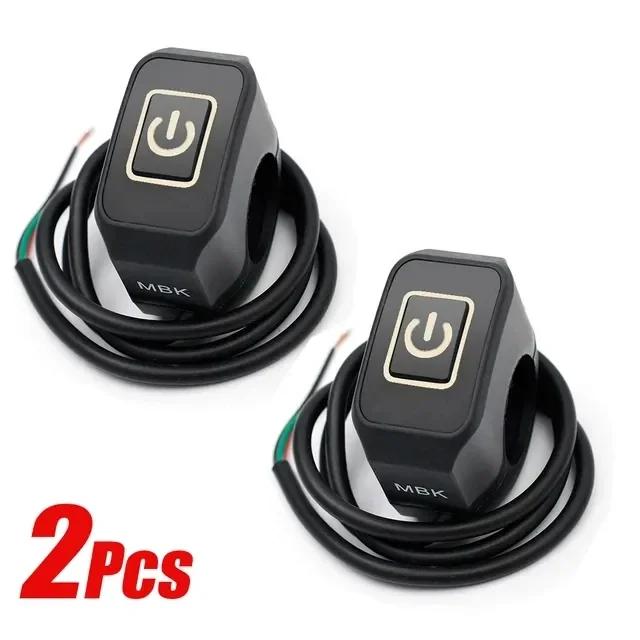 22mm Motorcycle Switch Button Handlebar Mount Waterproof Modified Switch Headlight Horn Control ON/OFF with LED Display Lamp