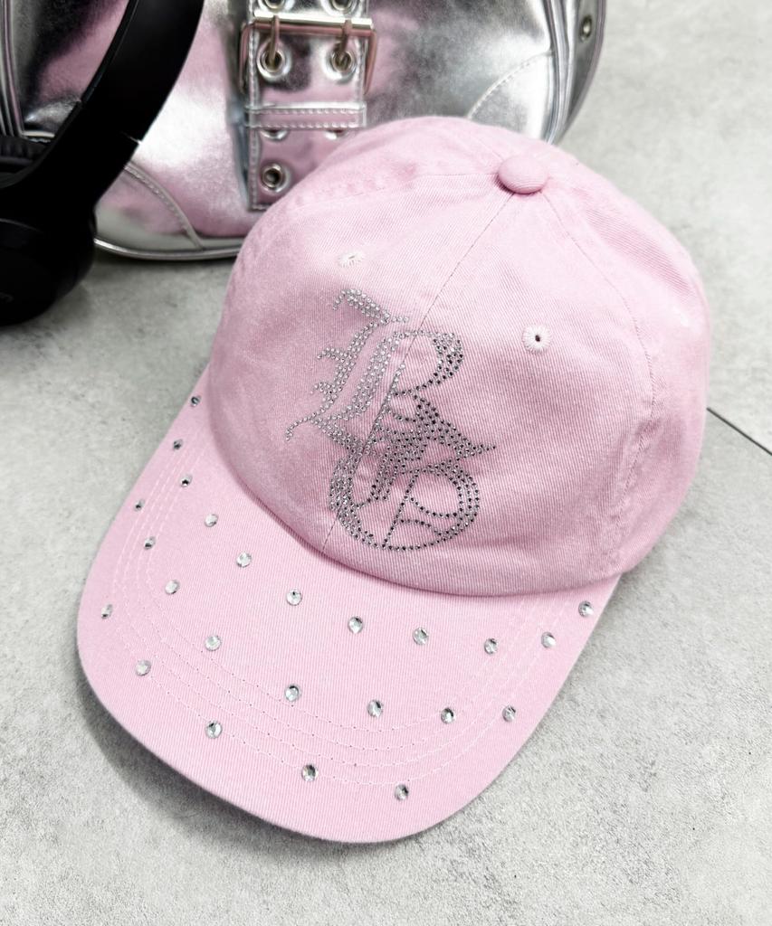 WEGO Logo Rhinestone Korean Street Size Pink Cap, Style, Gift, Women's, F/L,