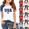 Children's  Independence Day Printed Round Neck Short Sleeved Casual T-shirt