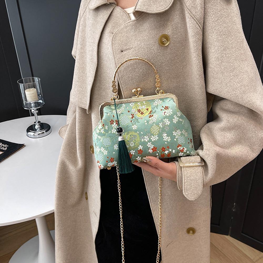 Flower Cheongsam Banquet Bag Elegant Crossbody Bags Vintage Kiss Lock Shoulder Bag  Wedding