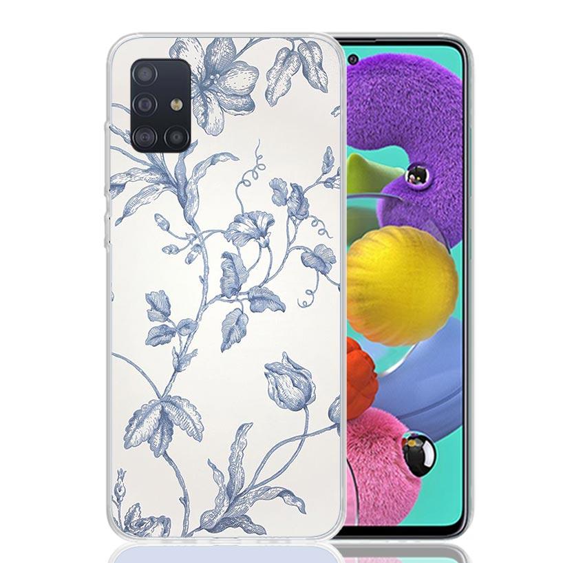 Blue And White Porcelain Phone Case For Samsung Galaxy A52 A32 A22 A12 A02S A50S A30S A51 A31 AA71 Note 20 Ultra 10 S10 Plus Gal