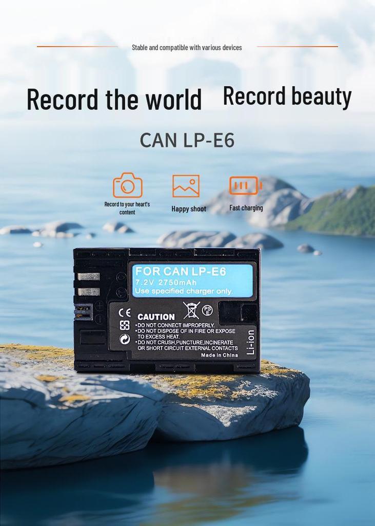 Compatible with Canon EOS 80D, 90D, 5D3, 5D4, 6D2, 7D, R5, R6, LP-E6, and LP-E6N Batteries.