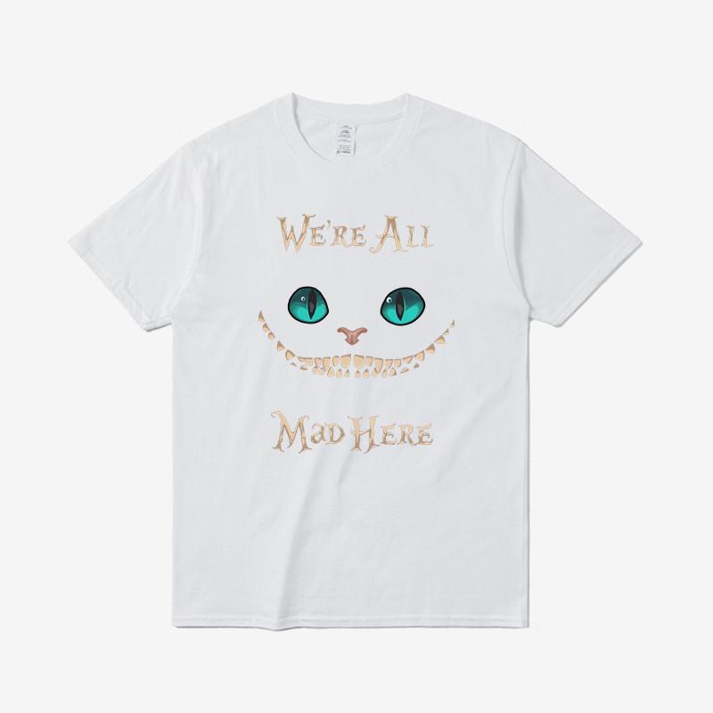 

2026 New Cheshire Cat Print Pure Cotton Summer Fashion Roundneck Unisexs and Womens Tshirt S
