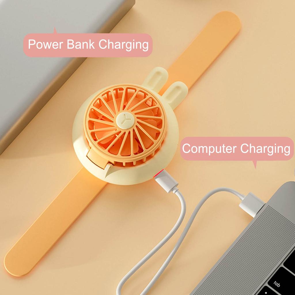 Osobní mini ventilátor na zápěstí USB dobíjecí ventilátor do hodinek s nastavitelným popruhem na zápěstí Přenosný rychlý kapesní ventilátor pro děti Děti Vnitřní a venkovní kancelář Tr