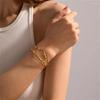 Yori Edelstahl Metall Unregelmäßig Offen Verstellbar Manschettenarmband Armreif Schmuck Zubehör Echtes Gold PVD Beschichtet für Damen