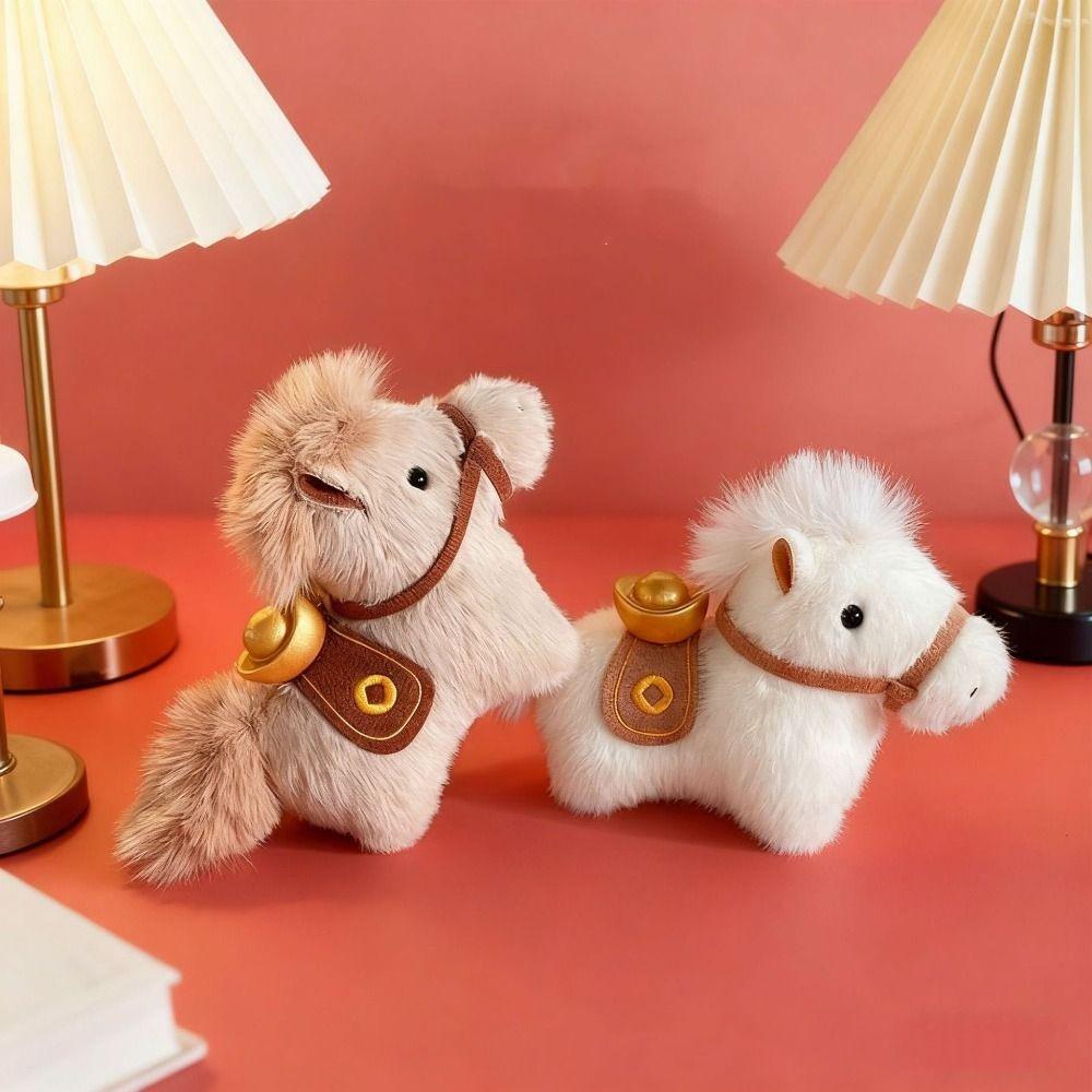 Cute Plush Horse Ornament Creative Cartoon Steed Doll Adorable Zodiac Pony Figurine  Year of Horse