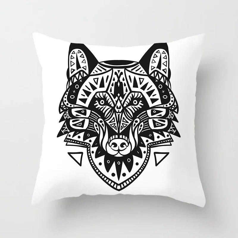 Geometric Cushion Cover Cute Dog Cat Pillowcase Sofa Living Room Home Decor Cartoon Animal