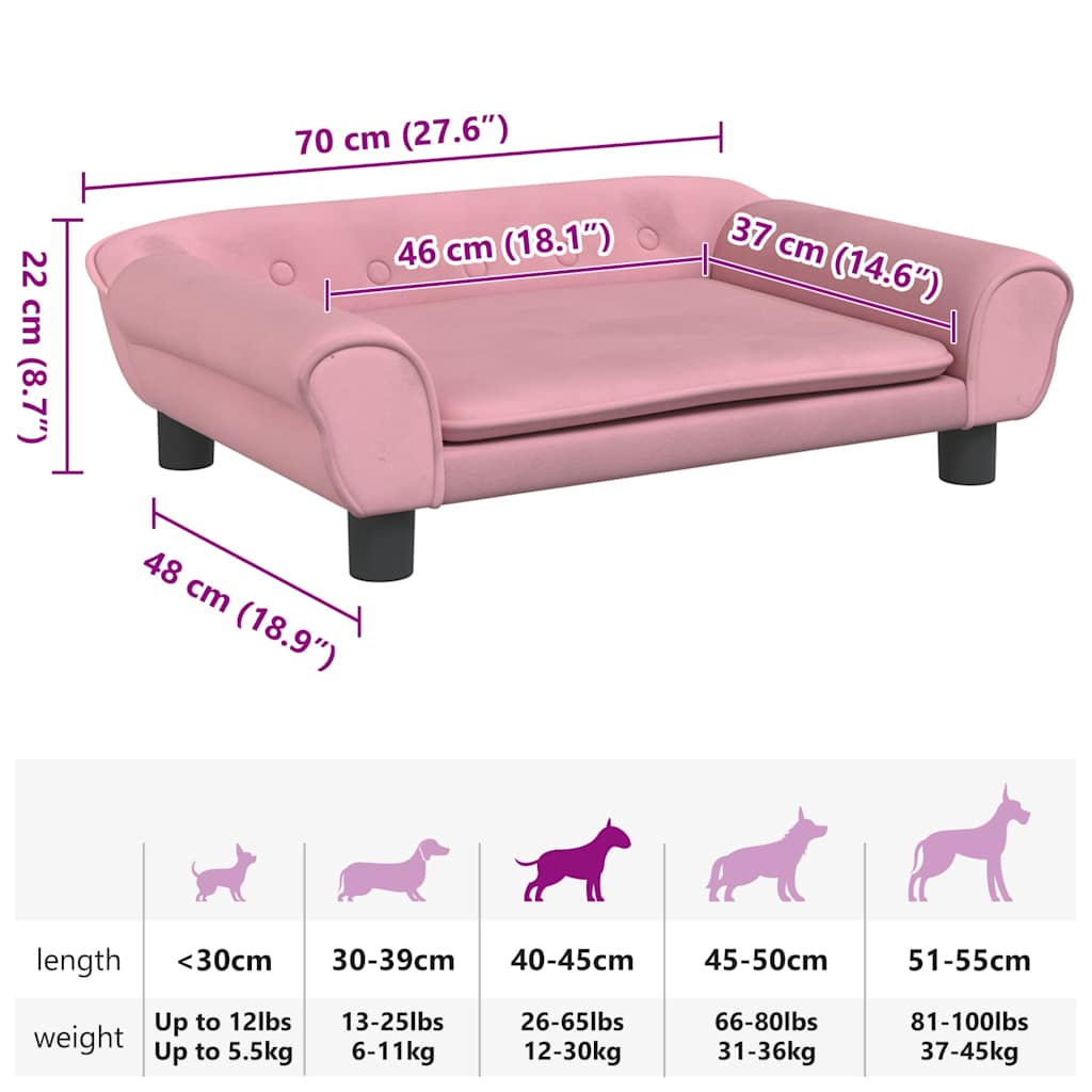 Dog Bed Pink 70x48x22 Cm Velvet