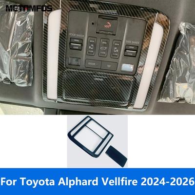 For Toyota Alphard Vellfire 2024 2025 2026 Carbon Fiber Front Reading Light Lamp Cover Trim Interior Accessories Car Styling