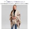 Checked Poncho Spring Outerwear for Air Conditioning Sizes EMY-li Women's Coat/Cape, (Gray, 160-135cm)