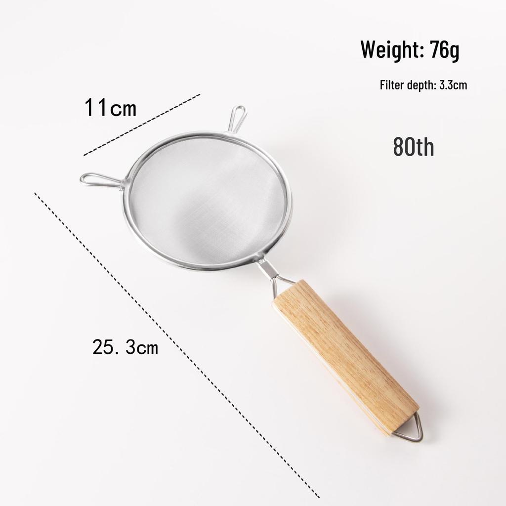 304 Stainless Steel Large Ladle with Wooden Handle and Double Ear, Kitchen Utensil Skimmer & Noodle Strainer.