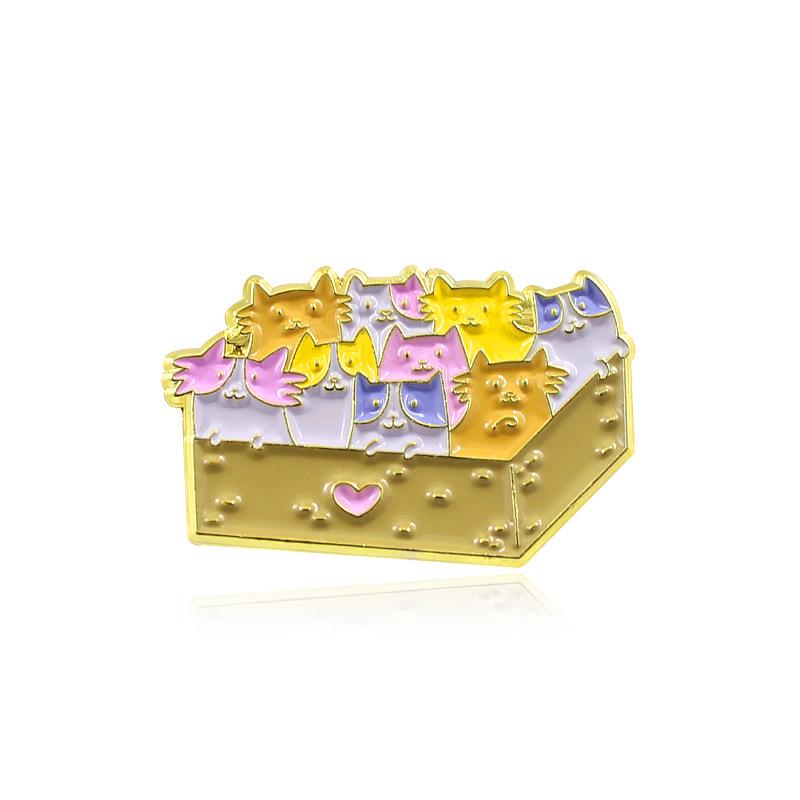Charming Vintage Cartoon Kitten Enamel Brooch Ornament