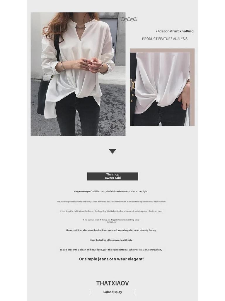 2025 Frühling & Herbst Damen Chiffon Langarm Locker geschnittenes Hemd