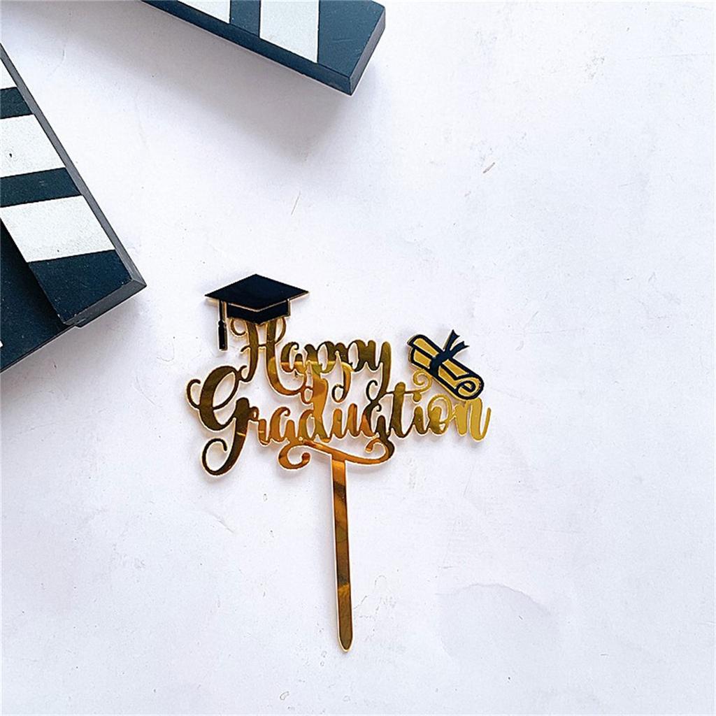 5-Pack Acrylic Cake Toppers for Graduation Parties Black,Gold for High School/College/University Graduation Party