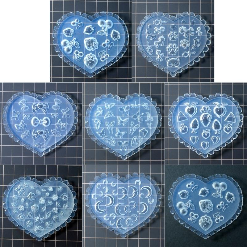 Set of 10 Silicone Nail Art Mold Embossing Patterns Nail Mould Decorations Jewelry Making Tool Handmade Ornament Molds